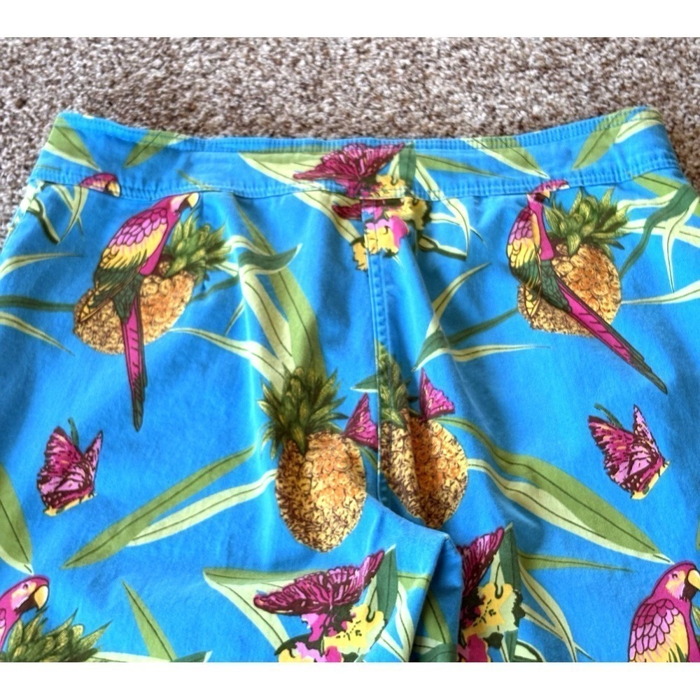 Vintage Bill Blass Jeans Tropical Capri Pants Size 14 Parrot Pineapple Print 🦜 - Picture 11 of 15